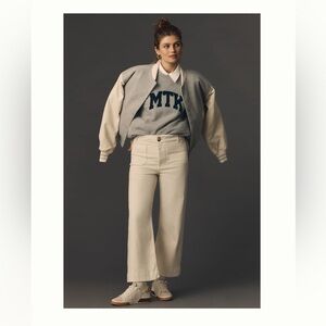 NWT Anthropologie Colette Denim Cropped Wide Leg in Cloud White!